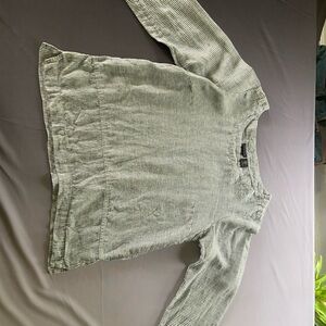 Tahari Blue and White Linen Top Medium